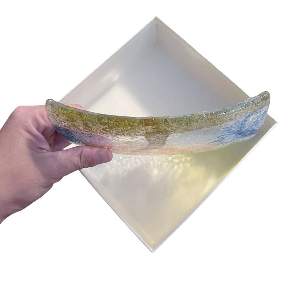 Venxia Vetri Di Murano Glass Fused infused Trinket Dish Square Plate Open Box - Picture 6 of 8